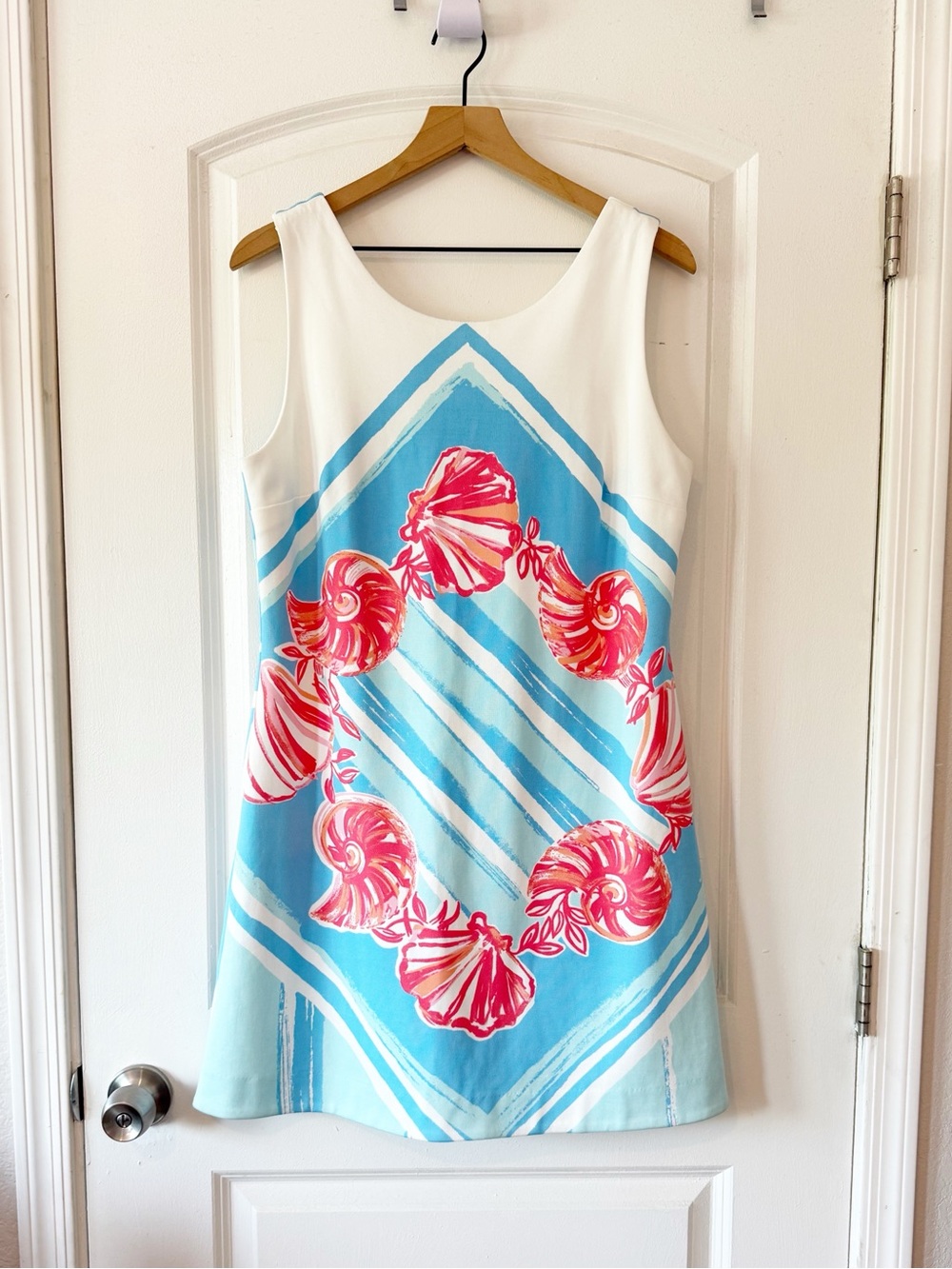 Lilly Pulitzer Callie Shift Dress Pool Blue For The Shell Of It Sz Large